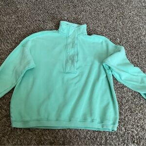 Aerie Mint Green Sweatshirt 1/4 Snap